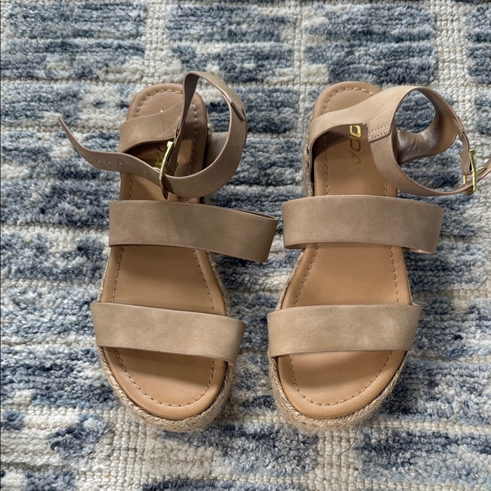 Soda Tan Sandals with Adjustable Straps and Chunky Sole